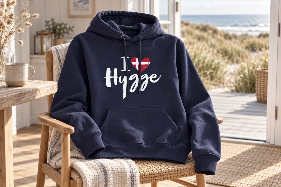 I Love Hygge Hoodie im Ferienhaus